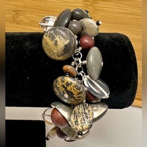 SILPADA Sterling Silver Cha-cha Multi-Stone Warm Dark Tones Toggle Bracelet